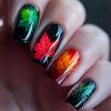 Manicura Europea Cuadrada Larga Manicura Negra Parche de Uña Postiza de Moda Hoja de Arce Colorida