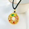 Tienda de oro con color esmalte de oro antiguo Piscis Flor de Loto Hebilla Colgante Nuevo Chino Fugui Carpa Candado Collar