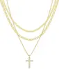 Moda Europea y Americana, Lujo Ligero, Estilo de Gama Alta de Nicho, Collar con Colgante de Cruz, Colgante Decorativo Creativo Personalizado Transfronterizo