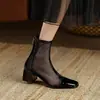 Sandalias de Tacón Grueso Estilo Nuevo 2026 para Mujer, Botines de Malla Hueca de Tacón Medio de Verano, Botas Martin Delgadas Transpirables para Verano