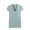 Top de manga corta 2026 verano nuevo casual versátil cuello POLO corte ajustado camiseta transmisión en vivo distribución