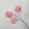Simulación de 3 pequeñas hortensias artificiales, flores de ping pong, crisantemos, flores para bodas, guía de ruta, arreglo floral, bola decorativa, crisantemos, decoración para el hogar.