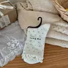 Série Cinza Songmu "Meias Sem Costura para Mulheres, Meias de Cano Médio, Estilo Coreano Outono e Inverno, Meias Largas Estilo Miu com Laço"