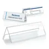 Portanombres de Escritorio en Forma de V de Acrílico, Letrero de Identificación de Oficina Transparente, Porta-Placa de Nombre Personalizado para Reuniones, Material Orgánico