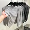 Camisa base de manga larga a rayas con cuello redondo, nueva y elegante, para mujer, a la moda y versátil, elástica, adelgazante y adecuada para el trabajo.