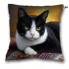 Fronha de almofada de sofá transfronteiriça, pelúcia curta amiga da pele, fronha de almofada de animal gato fofo, capa de almofada para sala de estar, não inclui enchimento