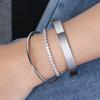 Pulseira de Prata S925 Huasheng Jewelry Linha Única Cravejada com Zircônia Diamante Venda Direta da Fábrica Atacado