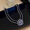 Collar elegante coreano con flor de rosa de cristal negro para mujer, diseño de moda, cadena corta para clavícula, collar de celebridades cibernéticas.