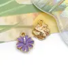 Flor Roxa Flor Margaridinha Liga de Metal com Gotejamento de Óleo Acessórios para Joias DIY Pulseira Brincos Colar Pingente Amazon