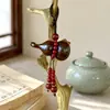 Calabaza de palo de rosa con colgante de cinabrio, llavero tallado en madera, colgante para teléfono móvil, artículo de artesanía, charm para bolso, charm para coche