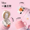 Taza aislada de tres bebidas de Disney para estudiantes de primaria, vaso de agua infantil grande de dibujos animados para exteriores, vaso con tapa de popote emergente para jardín de infantes