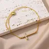 Joia Transfronteiriça da Amazon Cobre Incrustado Zircônia Banhado a Ouro 18K Pulseira Simples Masculina e Feminina Pulseira com Corte de Cruz Venda por Atacado