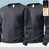 Sudadera para hombre de otoño e invierno con forro polar, top casual tipo jersey de cuello redondo, chaqueta de corte holgado, camisa básica versátil, de manga larga y cálida
