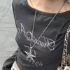 Colar Estrela de Cinco Pontas Coreia do Sul Feminino Punk Nicho Y2K Prata Design Retrô Cruz Spice Girls Ins Estrela do Mar
