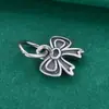 Pingente de Laço de Prata Artesanal Prata Esterlina S925 Doce Pequena Princesa Acessório para Pulseira DIY Ornamento para Pendurar