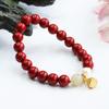 Pulseira de Jade Hetian Natural Guan Yu com Lótus de Areia Dourada Roxa de Cinábrio Venda por Atacado ao Vivo e Dropshipping S2103104