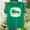 MUCHA SUERTE St. Camiseta de Manga Corta para el Día de San Patricio Estampado de Camión y Trébol Top Casual Holgado