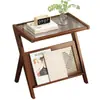 Estante de noche estilo lujo ligero, mesa auxiliar, mesita, mesa de café de moda, mesa larga de cristal, mesa de esquina estilo japonés para apartamentos pequeños, mini