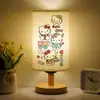 Luz de noite de gatinho de desenho animado Hello Kitty para quarto de criança, pequena luminária de mesa, quarto, estudo, proteção para os olhos, luz quente, lâmpadas