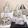 Bolsa de Bento Floral de Mano de Estilo Nuevo Simple de Comercio Exterior para Mujeres Moda Gran Capacidad Bolsa de Almuerzo Bolsa para Lonchera Bolso de Mano