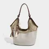 Bolsa de Compras Tejida de Gran Capacidad Nueva de Verano 2026, Bolso de Playa de Paja con Diseño de Nicho, Bolso Simple de Hombro Cruzado para Mujer