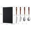 Conjunto de Faca, Garfo e Colher em Aço Inoxidável 304 com Cabo Inclinado em Jacarandá Lixado Estilo Ocidental, Faca e Garfo para Steak de Restaurante, Caixa de Presente, Talheres