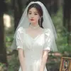 Nuevo velo de perlas hilo suave alto corto para fiesta de bodas foto novia velo de novia