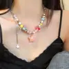 Colar de Franjas Estrela Colorido Doce de Verão para Mulheres, Corrente Clavicular de Luxo Leve, Gargantilha Doce e Descolada para Meninas