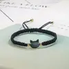 Pulseira de Gato com Conchas Preta e Branca Tecida à Mão para Mulheres Pulseira com Corda Ajustável para Mão Presente para Melhor Amiga Casal 2024