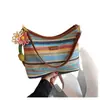 Bolso Tejido de Moda para Debajo del Brazo de Este Año para Mujer, Nuevo Estilo Verano 2026, Bolso de Paja de Moda Color-Blocking, Bolso de Hombro Simple y Versátil