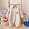 Mono Grueso con Forro de Felpa para Bebé Otoño e Invierno Niños y Niñas Estilo Coreano Lindo Osito Ropa Cálida para Gatear Mono Estilo Invierno