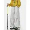 Pantalones Casuales de Otoño de Pierna Ancha Grises Sueltos Versátiles para Exteriores Plegados Estilo Montaña Paracaidista Marca de Moda Estilo Americano para Hombre Pantalones Cortavientos