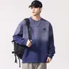 Sudadera con Estampado de Contraste de Marca de Moda Holgada para Hombre Tallas Grandes F5622 Otoño e Invierno 420g Lavada Pesada Degradada