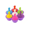 Molde de Picolé de Silicone Molde de Bandeja de Gelo de Silicone Molde de Picolé de 7 Furos Caixa para Alimentos Gelados DIY Molde de Gelo