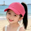 Sombreros para Niños, Sombreros de Sol para Niñas con Cola de Caballo, Sombreros Versátiles de Color Sólido, Gorras de Béisbol de Verano con Protección Solar de Parte Superior Abierta, Sombreros de Sol
