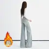 Jeans de Mujer de Color Café Transfronterizos Maillard de Cintura Alta Elásticos con Más Terciopelo Estilo Caliente Otoño/Invierno 2026 Versátiles Cálidos de Campana