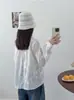 Camisa Blanca Elegante Artística Estilo Japonés con Cuello de Moneda y Encaje Floral Grande de Manga Larga para Mujer Otoño 2025 Top Casual