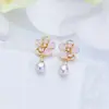 Aretes de Perlas de Agua Dulce Naturales con Diseño de Cristal Triturado para Mujer, Aretes de Aguja de Plata S925, Joyería de Perlas de Alto Nivel Nuevo Estilo al por Mayor