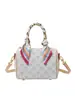 Bolso de hombro cruzado clásico de monograma de alta gama, bolso de mano Boston versátil, bolso almohada, bolso cilíndrico simple casual
