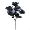 Ramo de Rosas Blancas y Negras de Halloween Decoración de Arreglo de Flores Artificiales Góticas Accesorios para Fotografía Nuevos Productos Transfronterizos