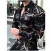 Camisa de solapa Otoño 2025 para Hombre, Camisa Estampada Europea y Americana para Hombre de Amazon, Camisa de Manga Larga tipo Cárdigan para Hombre