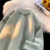 Suéter para Hombre Invierno Holgado Estilo Perezoso Japonés Retro Chaqueta Suéter Ropa Interior Simple Base Cardigan de Punto