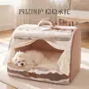 Cortina de Puerta Cálida de Felpa Estilo Cajón Vintage Otoño e Invierno Cama para Gatos Semicerrada para Mascotas Pequeñas a Medianas Como Perros Teddy