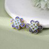 Cobre Puro Azul Quemado Dorado Cloisonné Loto Oro Cloisonné Perlas Huecas Goteo Aceite Loto Pulsera Collar Joyería