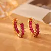 Pendientes Rojos de Zirconia Estilo Europeo y Americano, Diseño de Nicho, Pendientes de Moda para el Trabajo, Pendientes Retro Estilo Hong Kong Más Vendidos en Tiktok para Mujeres