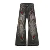 Magic Bear 2026 Nuevo Estilo Americano High Street Estilo RO Lavado Pesado Patchwork Irregular Denim Holgado Pantalones de Pierna Ancha