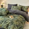 Suave y amigable con la piel, grado A, engrosado, todo algodón, cepillado, juego de cuatro piezas, algodón puro, estampado fresco, estilo de cuatro estaciones, juego de tres piezas para dormitorio