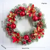Nova guirlanda de Natal da Amazon para decoração de porta de entrada, guirlanda artificial com laços e pinhas, decoração de árvore para pendurar, transfronteiriça