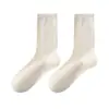 Calcetines de Algodón de Xinjiang para Mujer de Caña Media para Otoño, Calcetines Postparto, Resistentes al Olor, Antibacterianos, Sin Costuras, Estilo Universitario para Primavera, Otoño e Invierno