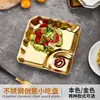 Plato para snacks coreano carcasa de acero inoxidable 304 plato para snacks plato para pasteles plato para pollo frito papas fritas barbacoa plato multiusos Dorado